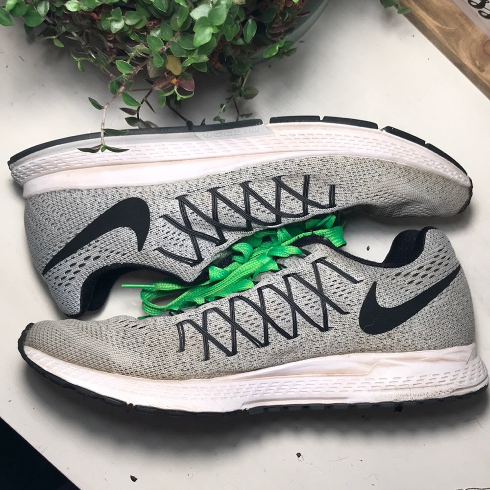 Nike Zoom Pegasus Grey & Lime Running Shoes SZ 10